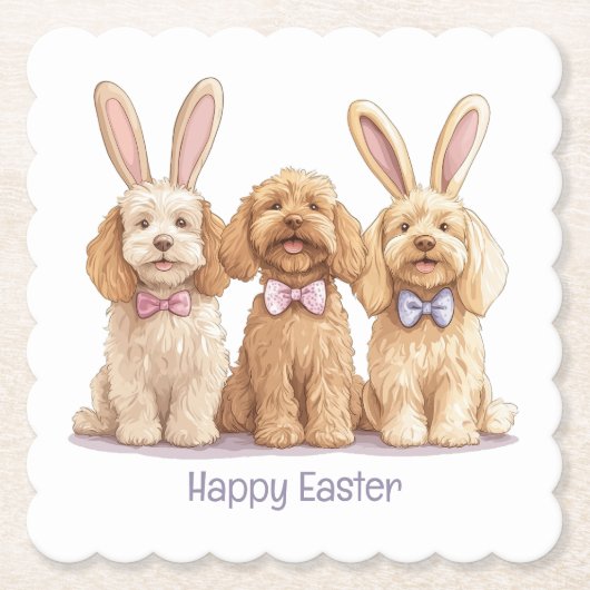 Happy Oaster Goldendoodle Hunde Untersetzer (Vorderseite)