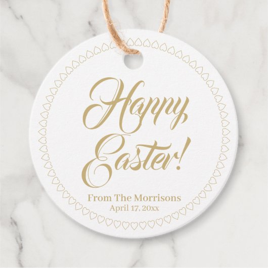 Happy Oaster goldene Herzen grenzen benutzerdefini Geschenkanhänger (Vorderseite)