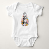 Happy Oaster Gray Tabby mit Blume Baby Strampler (Vorderseite)
