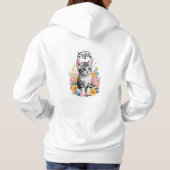 Happy Oaster Gray Tabby mit Blume Hoodie (Rückseite)