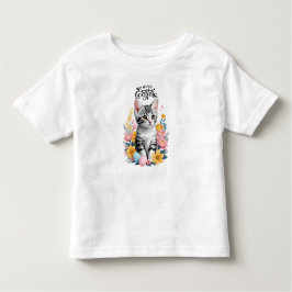 Happy Oaster Gray Tabby mit Blume Kleinkind T-shirt