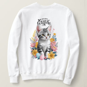 Happy Oaster Gray Tabby mit Blume Sweatshirt