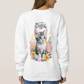 Happy Oaster Gray Tabby mit Blume Sweatshirt (Rückseite)