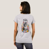 Happy Oaster Gray Tabby mit Blume T-Shirt (Schwarz voll)
