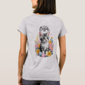 Happy Oaster Gray Tabby mit Blume T-Shirt (Rückseite)