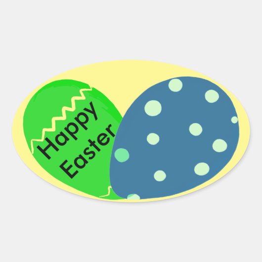 Happy Oaster Green Blue Oaster Eggs Ovaler Aufkleber (Vorderseite)