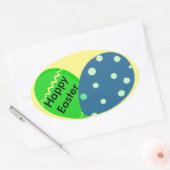 Happy Oaster Green Blue Oaster Eggs Ovaler Aufkleber (Umschlag)