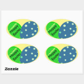 Happy Oaster Green Blue Oaster Eggs Ovaler Aufkleber (Blatt)