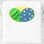Happy Oaster Green Blue Oaster Eggs Ovaler Aufkleber (Tasche)