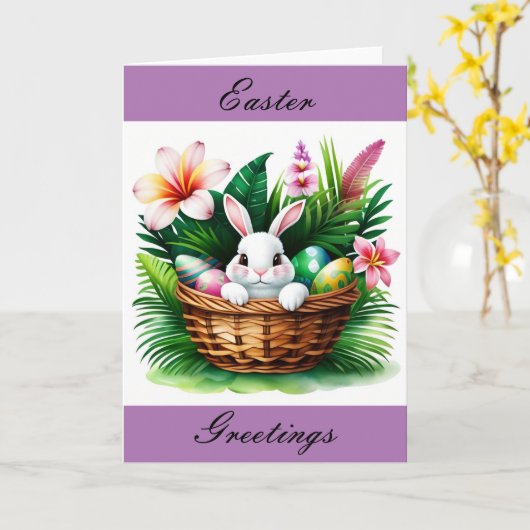 Happy Oaster Greetings Hawaiian Tropical Karte (Gelbe Blume)