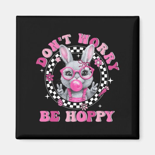 Happy Oaster Groovy Bunny Face Machen Sie sich kei Magnet (Vorne)