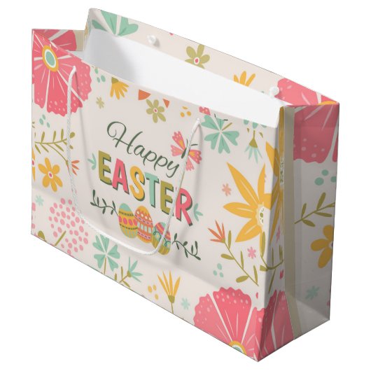 Happy Oaster Große Geschenktüte (Vorderseite Schrägansicht)