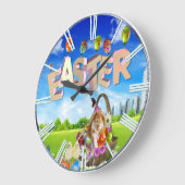 Happy Oaster Große Wanduhr (Winkel)