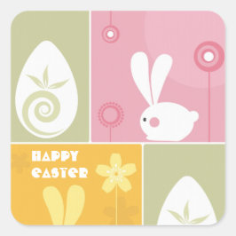 Happy Oaster Grußsticker Quadratischer Aufkleber