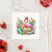 Happy Oaster Hahn rosa Flamingo Strand Papier Serviette (Beispiel)