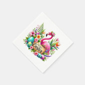 Happy Oaster Hahn rosa Flamingo Strand Papier Serviette (Ecke)