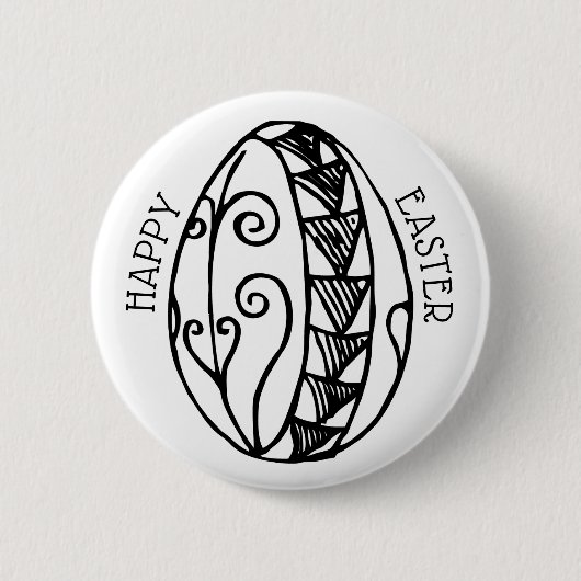 Happy Oaster Hand Drawn Easter Egg Zeichnend Button (Vorderseite)