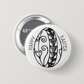 Happy Oaster Hand Drawn Easter Egg Zeichnend Button (Vorne & Hinten)