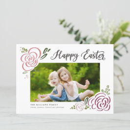 Happy Oaster Hand gezeichnet Wildblume Farbiges Fo Feiertagskarte