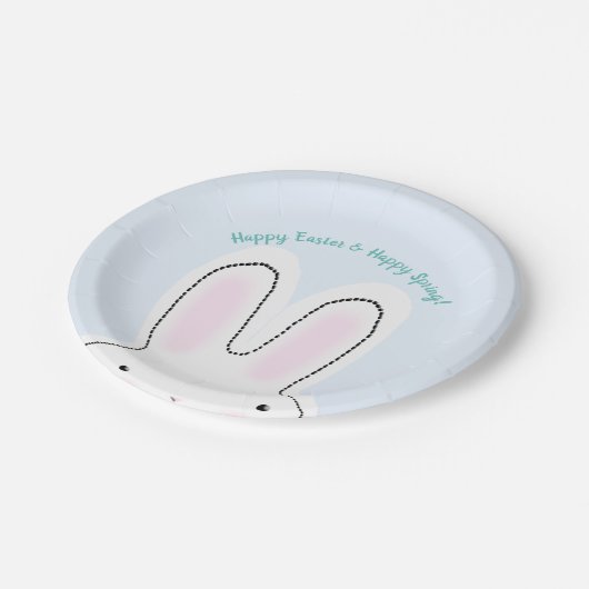 Happy Oaster Happy Spring Blue niedlich Oaster Bun Pappteller (Schrägansicht)