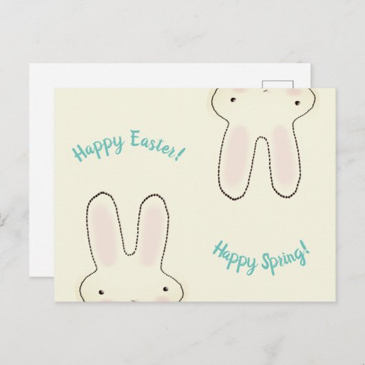 Happy Oaster Happy Spring creme niedlichen lustig Postkarte (Vorne/Hinten)