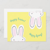 Happy Oaster Happy Spring gelb niedlicher Hase lus Postkarte (Vorne/Hinten)