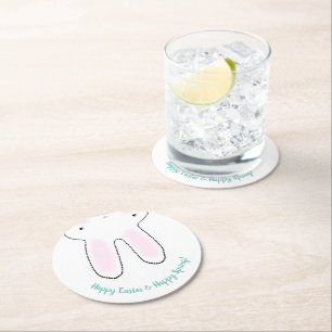 Happy Oaster Happy Spring niedlich Ostersonne lust Runder Pappuntersetzer