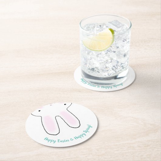 Happy Oaster Happy Spring niedlich Ostersonne lust Runder Pappuntersetzer (Vor Ort)