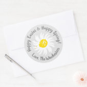 Happy Oaster Happy Spring niedlicher, grauer Brauc Runder Aufkleber (Umschlag)