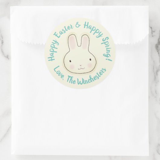 Happy Oaster Happy Spring Pastel niedlicher Hasen- Runder Aufkleber (Tasche)