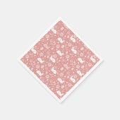 Happy Oaster Happy Spring Rose Pink Bunny & Eggs Serviette (Ecke)