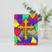 Happy Oaster | Hartglas und Kreuz Postkarte (Stehend Vorderseite)