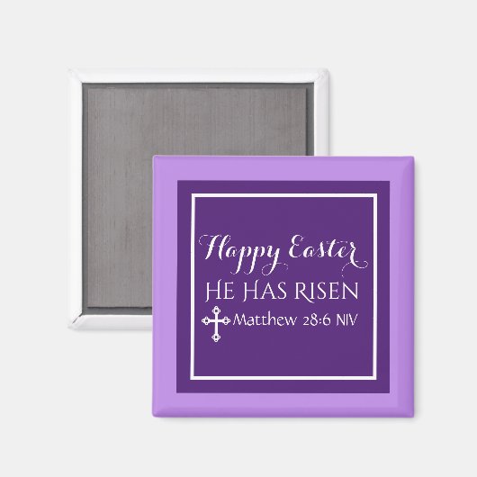 Happy Oaster hat er Bibel Verse Lila Magnet (Vorderseite/Rückseite)
