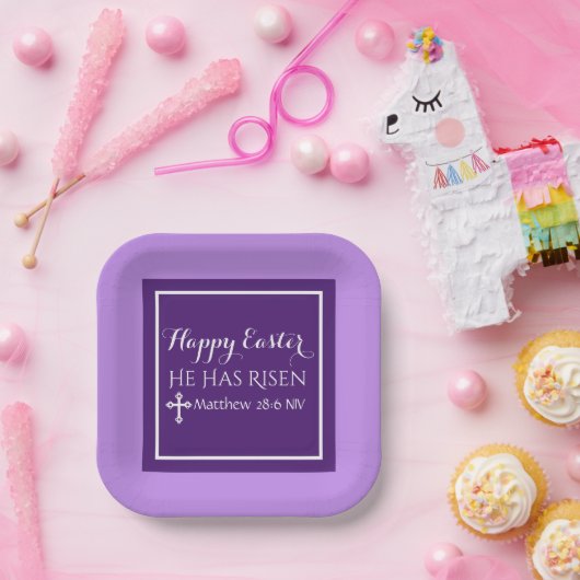 Happy Oaster hat er Bibel Verse Lila Pappteller (Party)