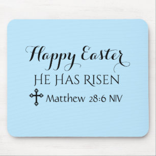 Happy Oaster hat er Risen Bible Verse Light Blue Mousepad