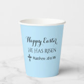 Happy Oaster hat er Risen Bible Verse Light Blue Pappbecher (Rückseite)