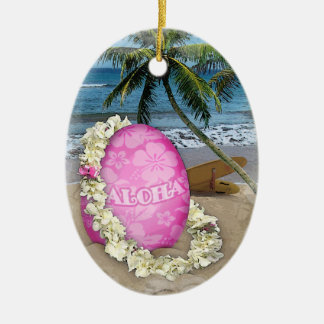 Happy Oaster Hawaiian Style Keramikornament