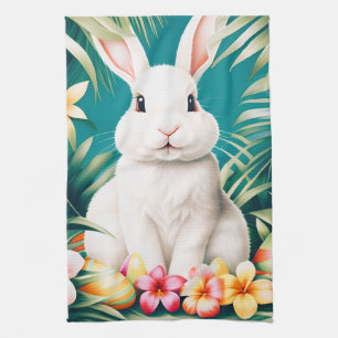 Happy Oaster Hawaiian tropische Kaninchen & Eier Geschirrtuch