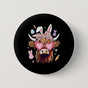 Happy Oaster Heifer Kuh Bunny Ears Ei Jagd Button