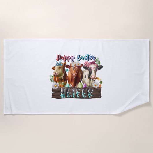 Happy Oaster Heifer Strandtuch (Vorderseite)