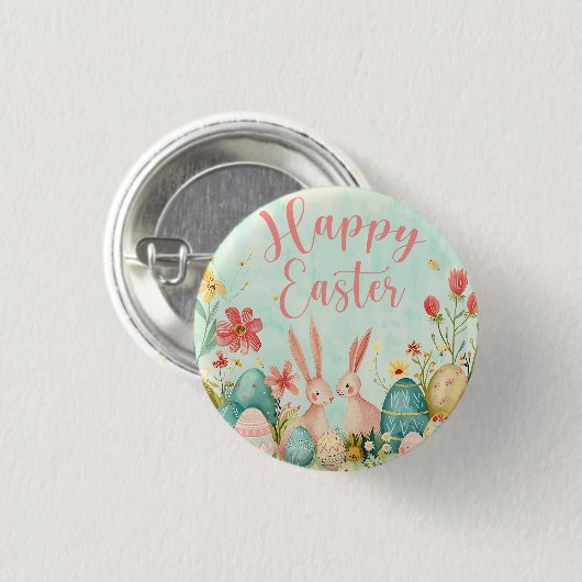 Happy Oaster Hellgrün Aquarell Button (Vorne & Hinten)