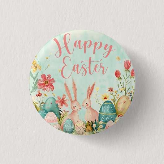 Happy Oaster Hellgrün Aquarell Button (Vorderseite)
