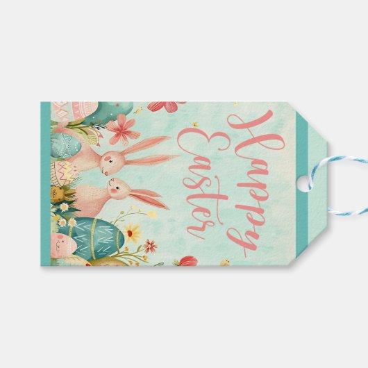 Happy Oaster Hellgrün Aquarell Geschenkanhänger (Vorderseite (Horizontal))