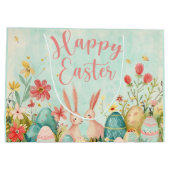 Happy Oaster Hellgrün Aquarell Große Geschenktüte (Rückseite)