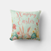 Happy Oaster Hellgrün Aquarell Kissen (Vorderseite)