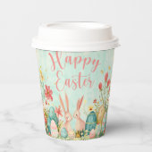 Happy Oaster Hellgrün Aquarell Pappbecher (Vorderseite)