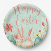 Happy Oaster Hellgrün Aquarell Pappteller (Vorderseite)