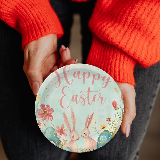Happy Oaster Hellgrün Aquarell Pappteller