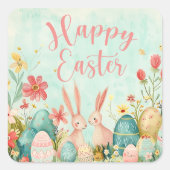 Happy Oaster Hellgrün Aquarell Quadratischer Aufkleber (Vorderseite)