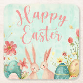 Happy Oaster Hellgrün Aquarell Rechteckiger Pappuntersetzer (Vorderseite)